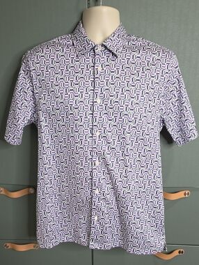 887. Ted Baker London Astun Geometric Print Short Sleeve Shirt - Size 3 / M Reg